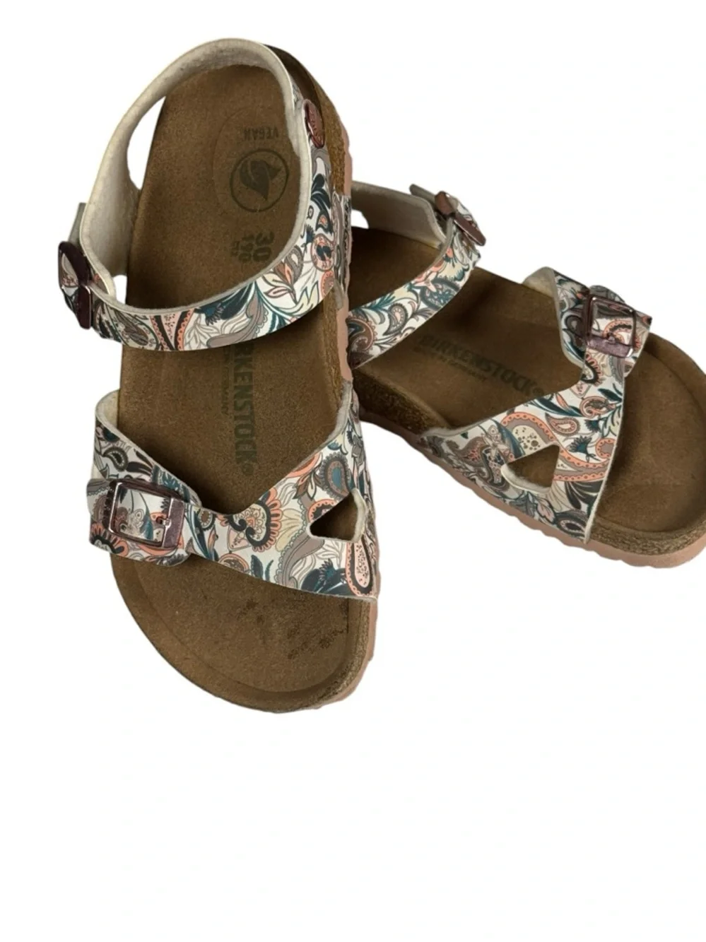 Birkenstock Kids Burk’s-Flor Paisley Light Rose Vegan Two Buckle  30 US 12-12.5